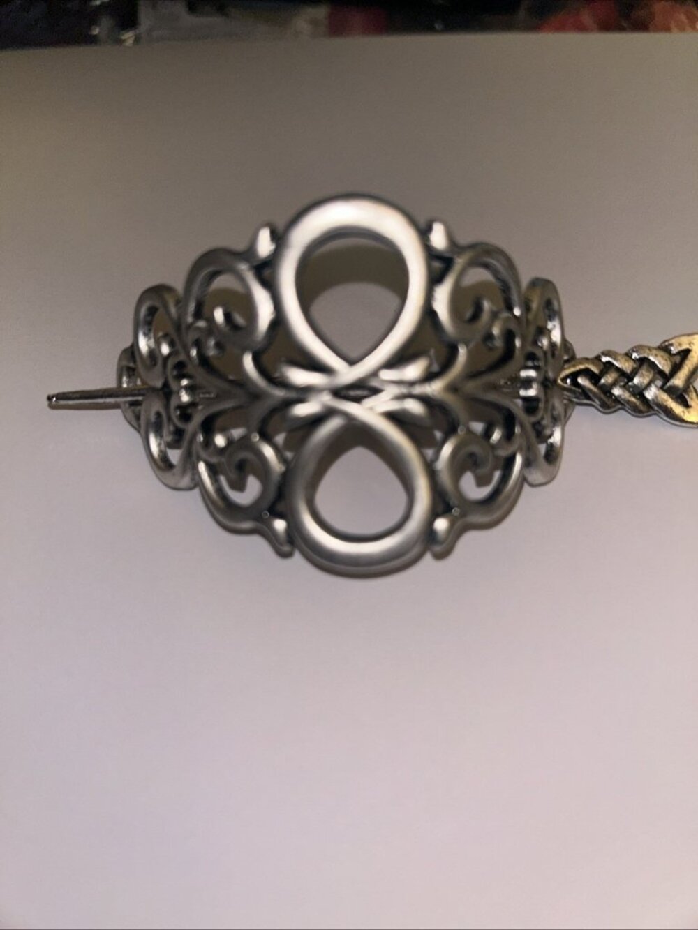 Celtic Hair Barrette Clip Antique Silver Zinc Alloy Celtic Medieval Design